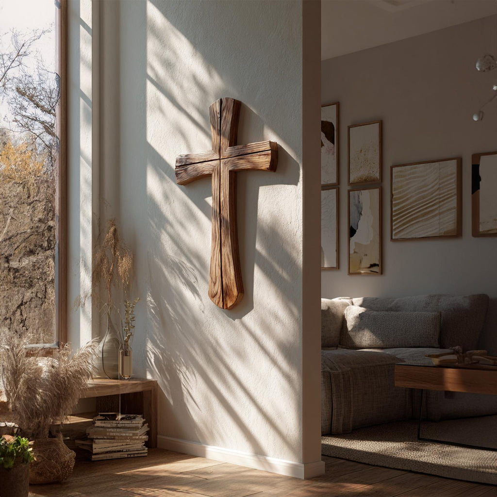 Rustic Wooden Wall Cross Living Room And Study Room
