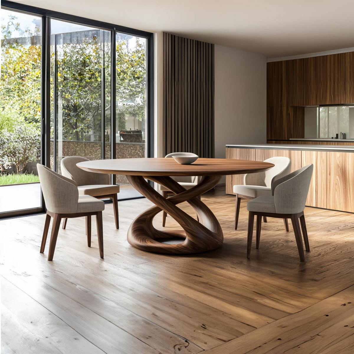 Rustic Round Dining Table Sculptural Kitchen