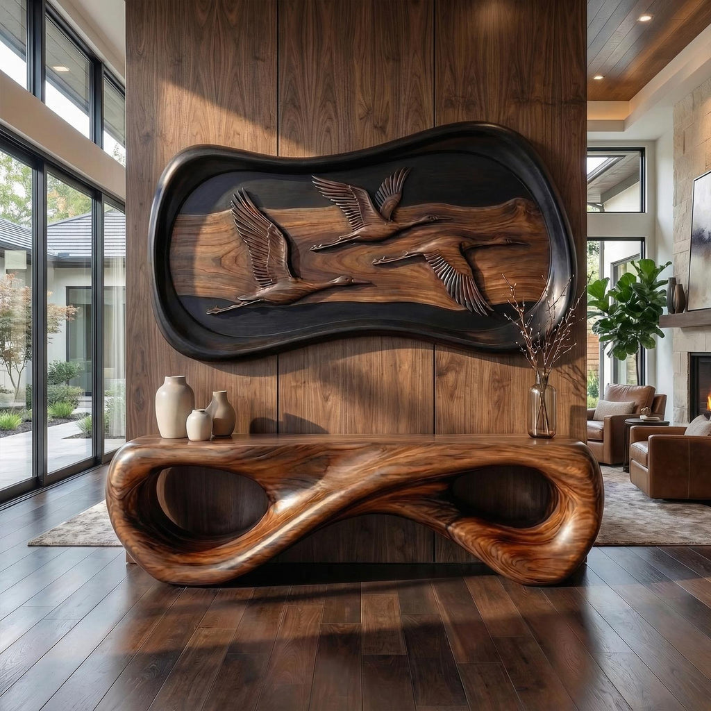 Modern Abstract Wood Sculpture Wall Art Living Room And Lounge