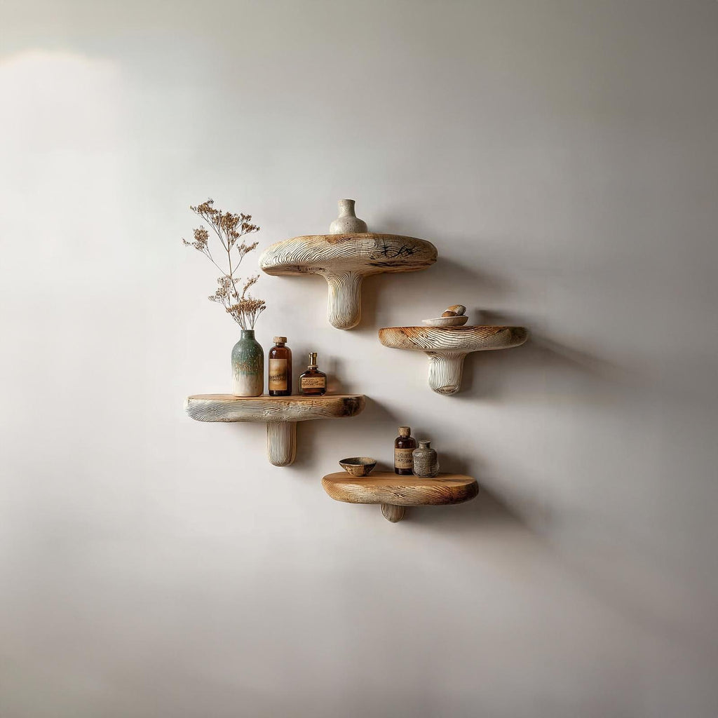 Rustic Mushroom Shelf Living Room