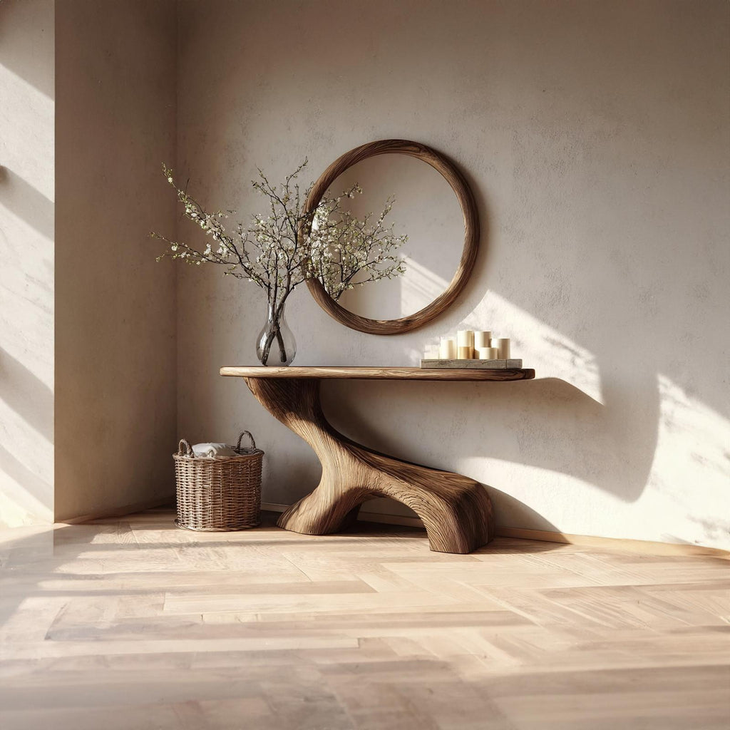 Mid Century Solid Wood Entryway Console Table, Living Room & Hallway Accent Sofa Table, Model