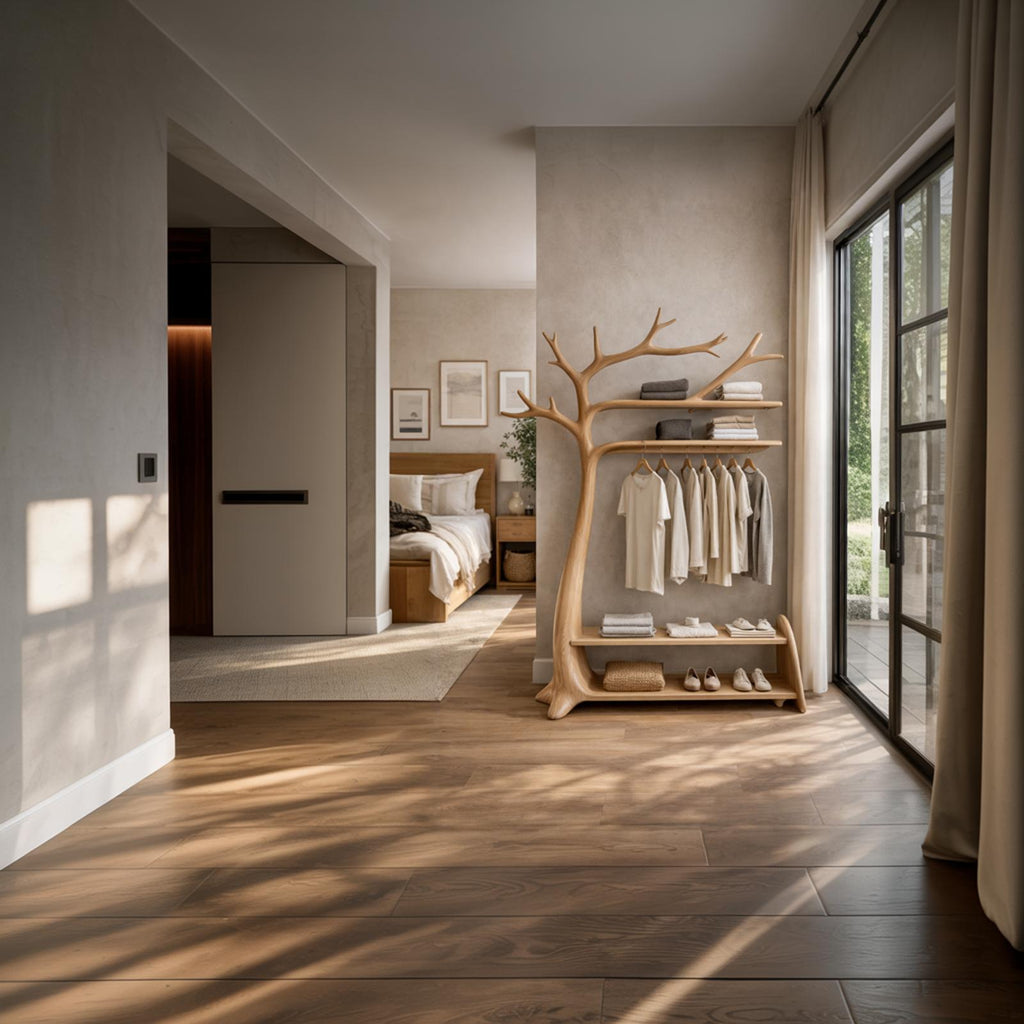 Natural Tree Coat Rack Bedroom Corner