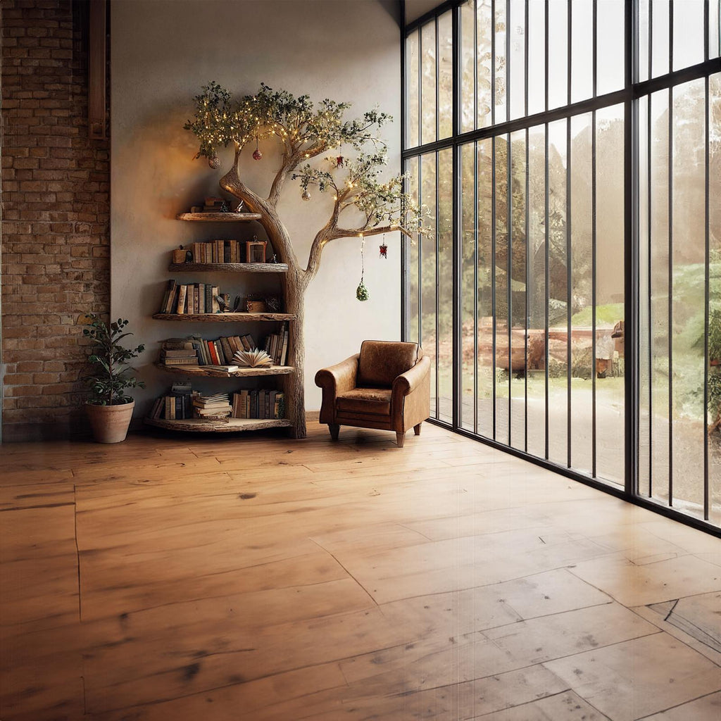 Rustic Branch Bookshelf Living Room Cozy Space