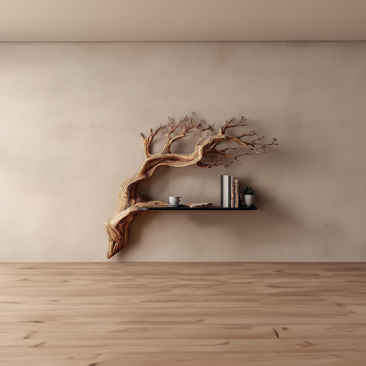 Rustic Branch Floating Shelf Artistic Bedroom Wall Decor