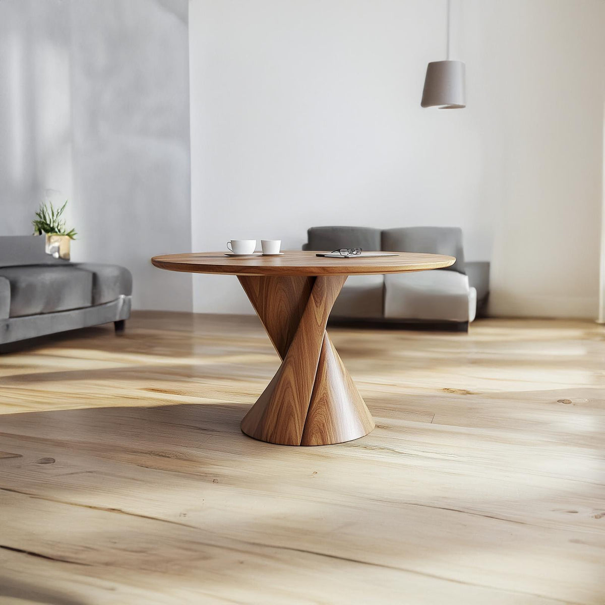 Mid Century Sculptural Coffee Table, Solid Wood Abstract Art Centerpiece Table for Living Room, Office, Lounge