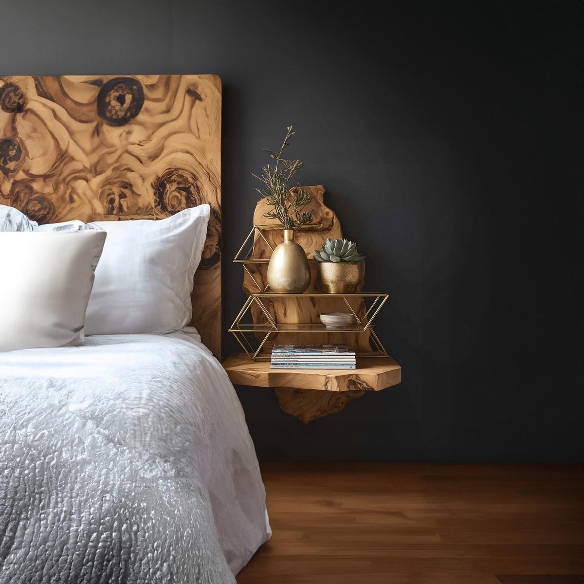 Rustic Floating Bedside Table Bedroom