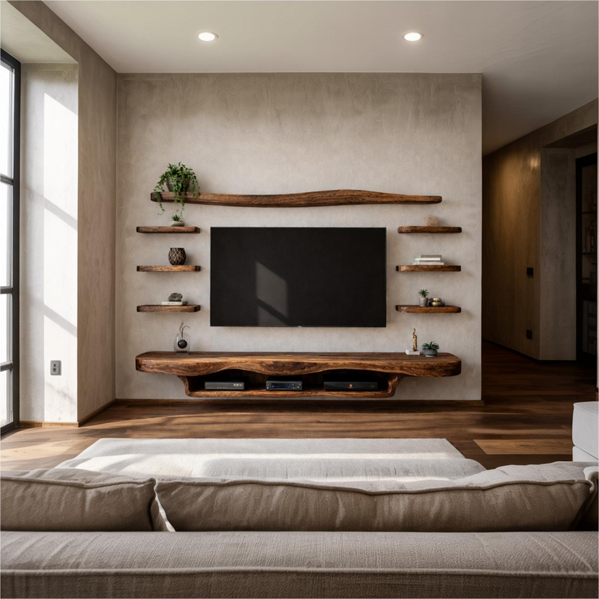 Organic Modern Floating TV Console For Living Room
