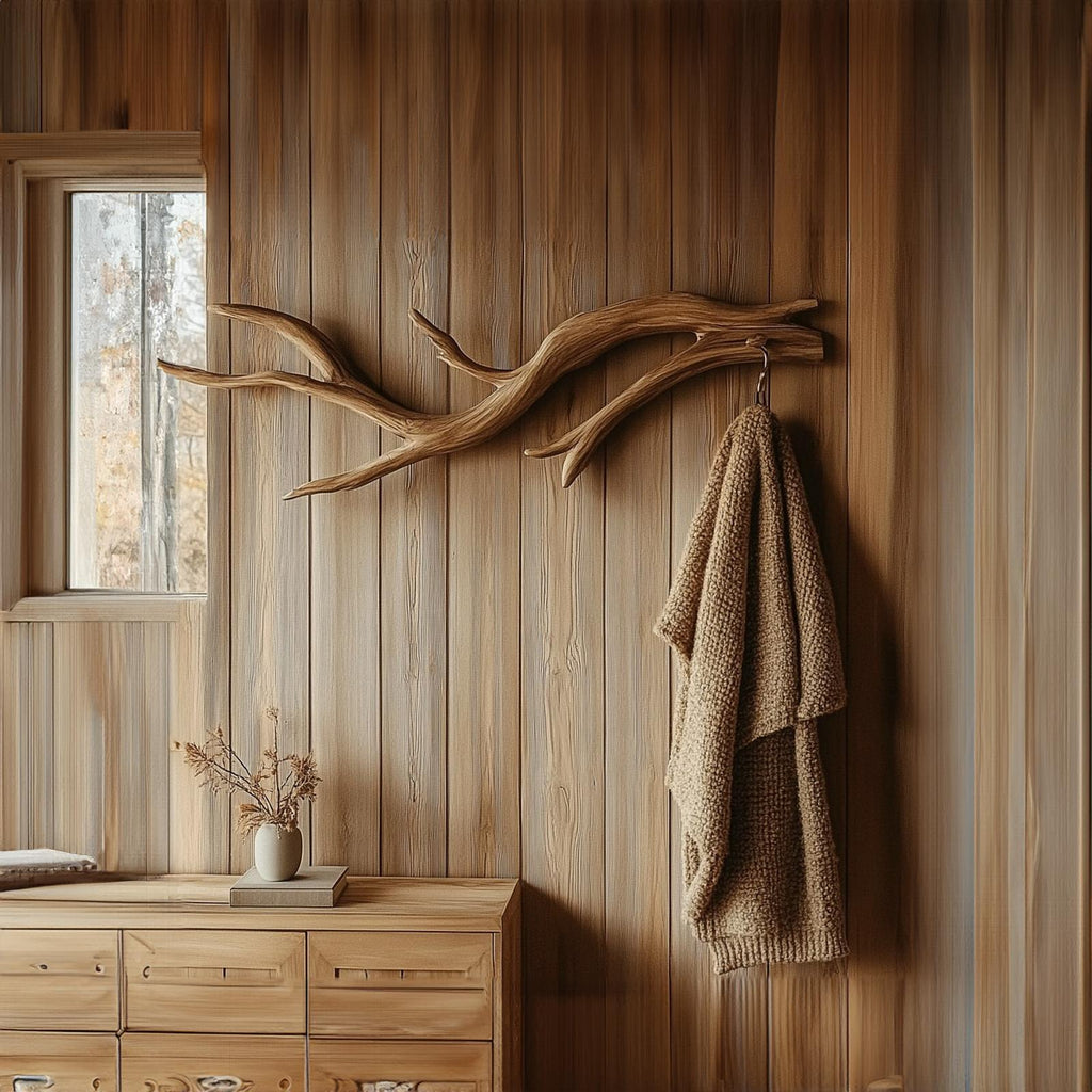 Organic Branch Wall Hook Solid Wood Rustic Entryway Accent