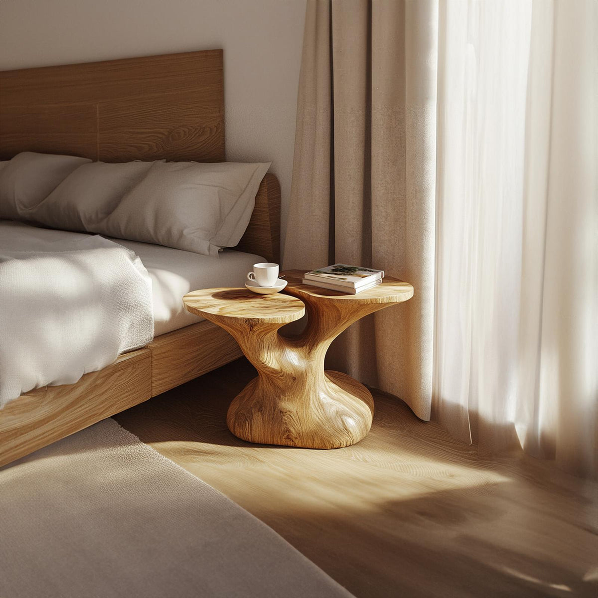 Rustic Handcrafted Bedside Table Bedroom Living Space