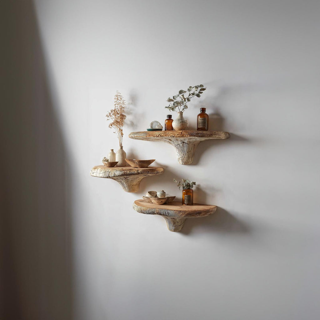 Rustic Mushroom Floating Shelf Kitchen