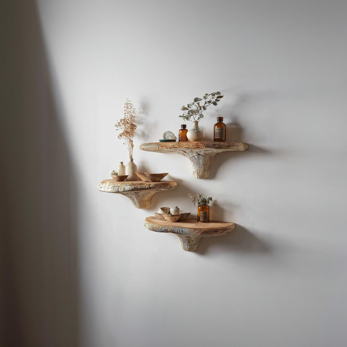 Rustic Mushroom Floating Shelf Kitchen