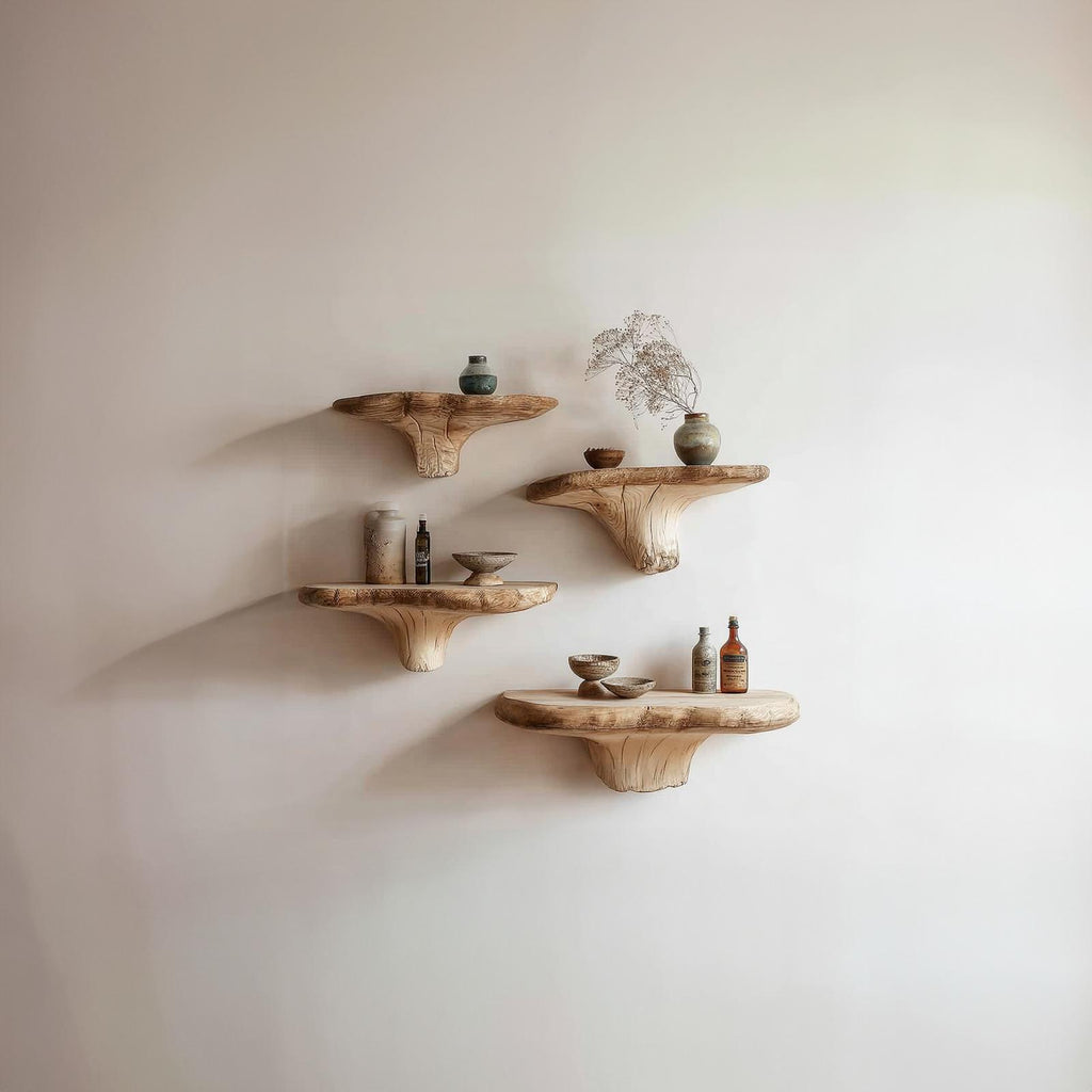 Rustic Mushroom Floating Shelf Bedroom