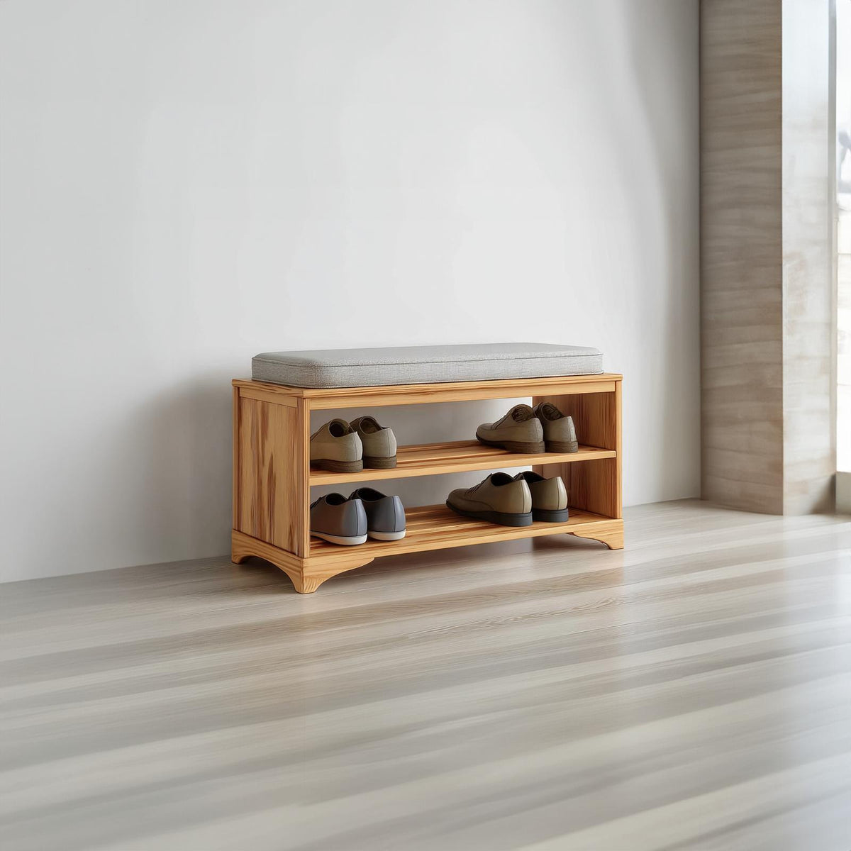 Rustic Farmhouse Shoe Rack Bench Entryway