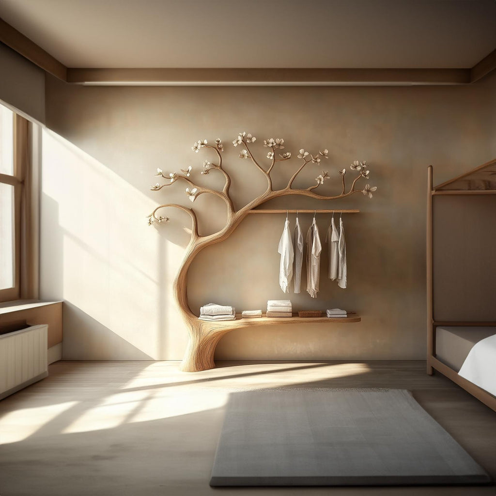 Rustic Tree Wardrobe Handcrafted Solid Wood Natural Bedroom Decor