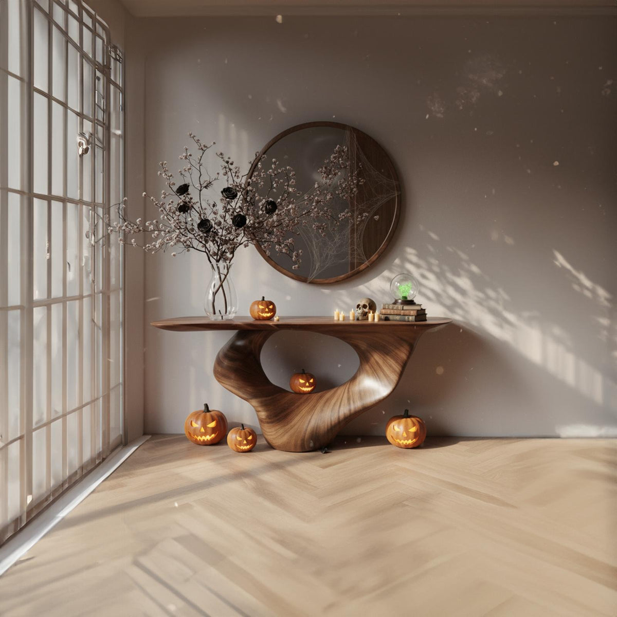 Mid-Century Modern Entryway Table, Rustic Branch Accent Table, Spooky Gothic Wood Console for Living Room & Hallway