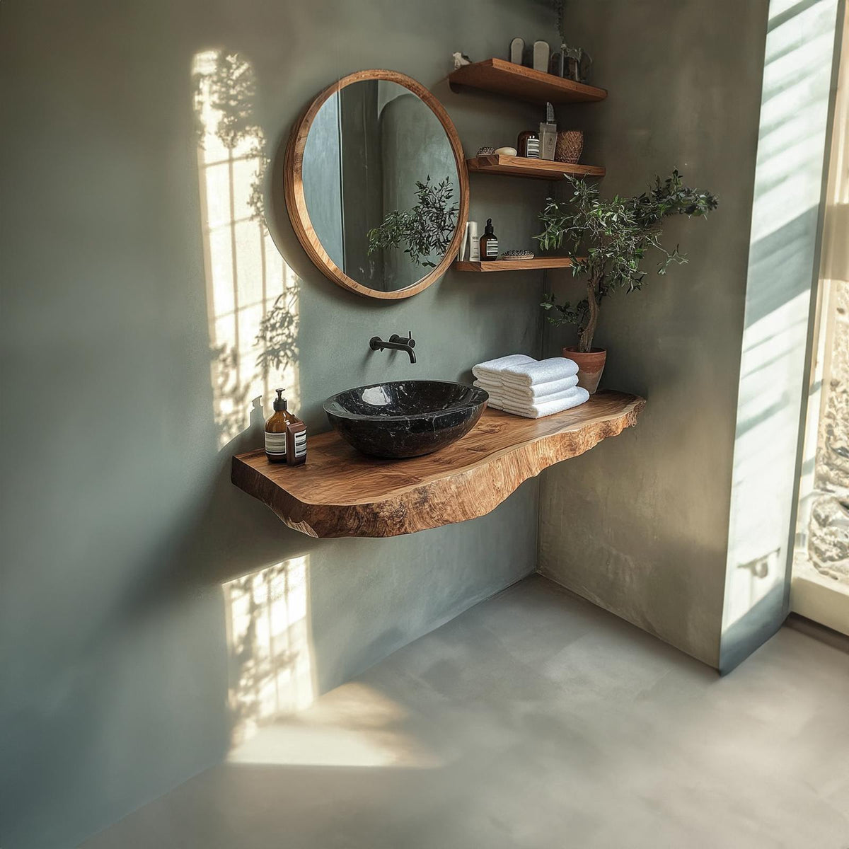 Rustic Single Sink Vanity Bathroom