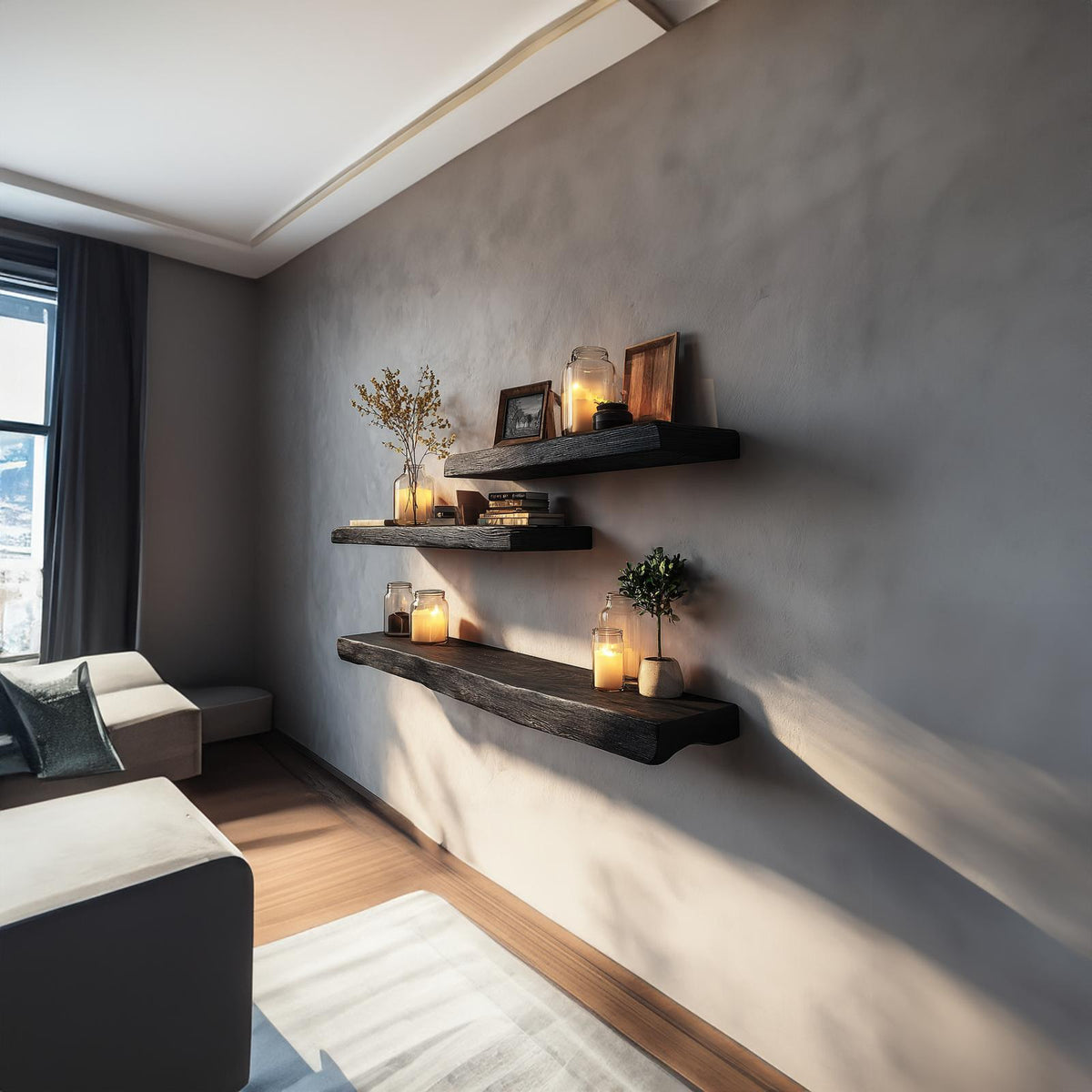 Rustic Floating Shelf Mood Light Living Room Or Bedroom