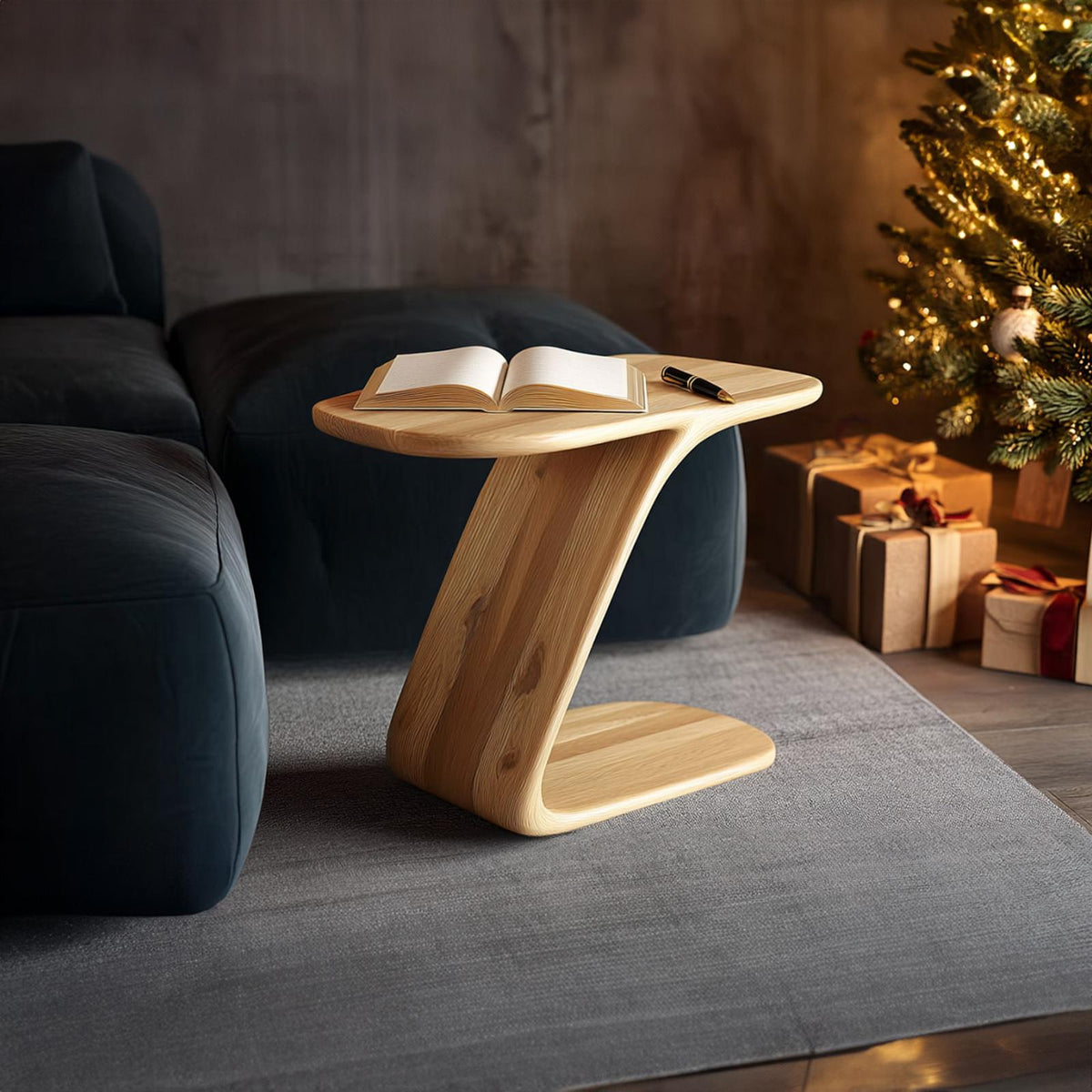 Organic Modern Accent Side Table, Handcrafted Solid Wood End Table for Living Room, Minimalist Bedroom Nightstand Decor