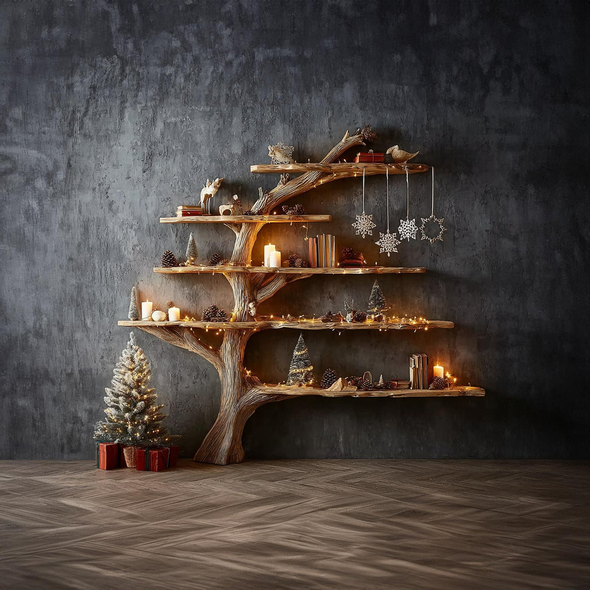 Rustic Tree Bookshelf Living Study