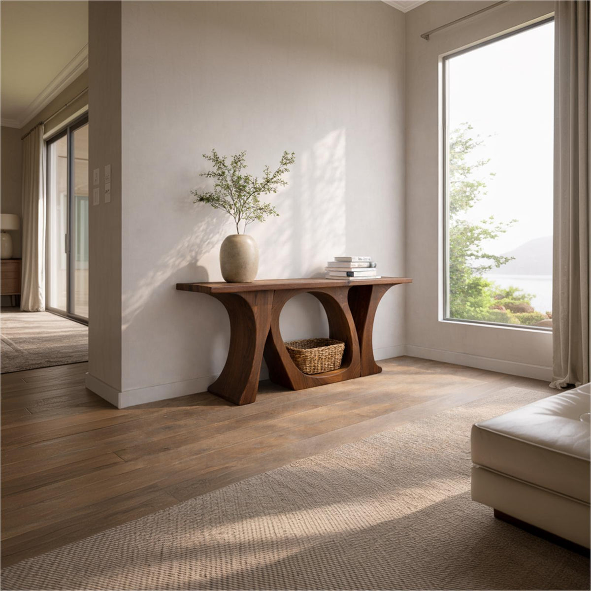 Spry Interior Handcrafted Organic Wood Console Table, Sculptural Tree Design Entryway Accent Table for Hallway Home Decor, SINLKICS460