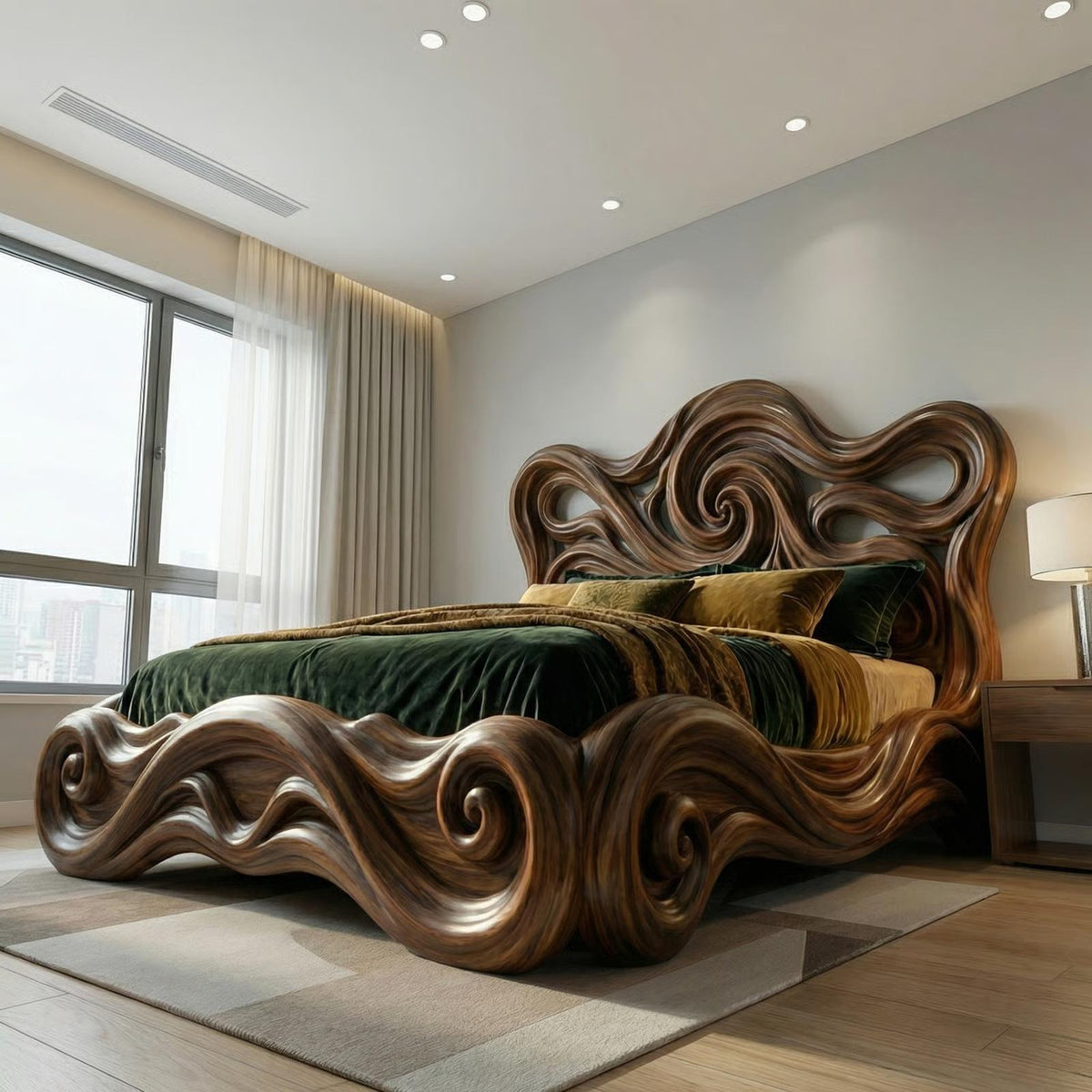 Rustic Organic Platform Bed For Bedroom Or Resting Room