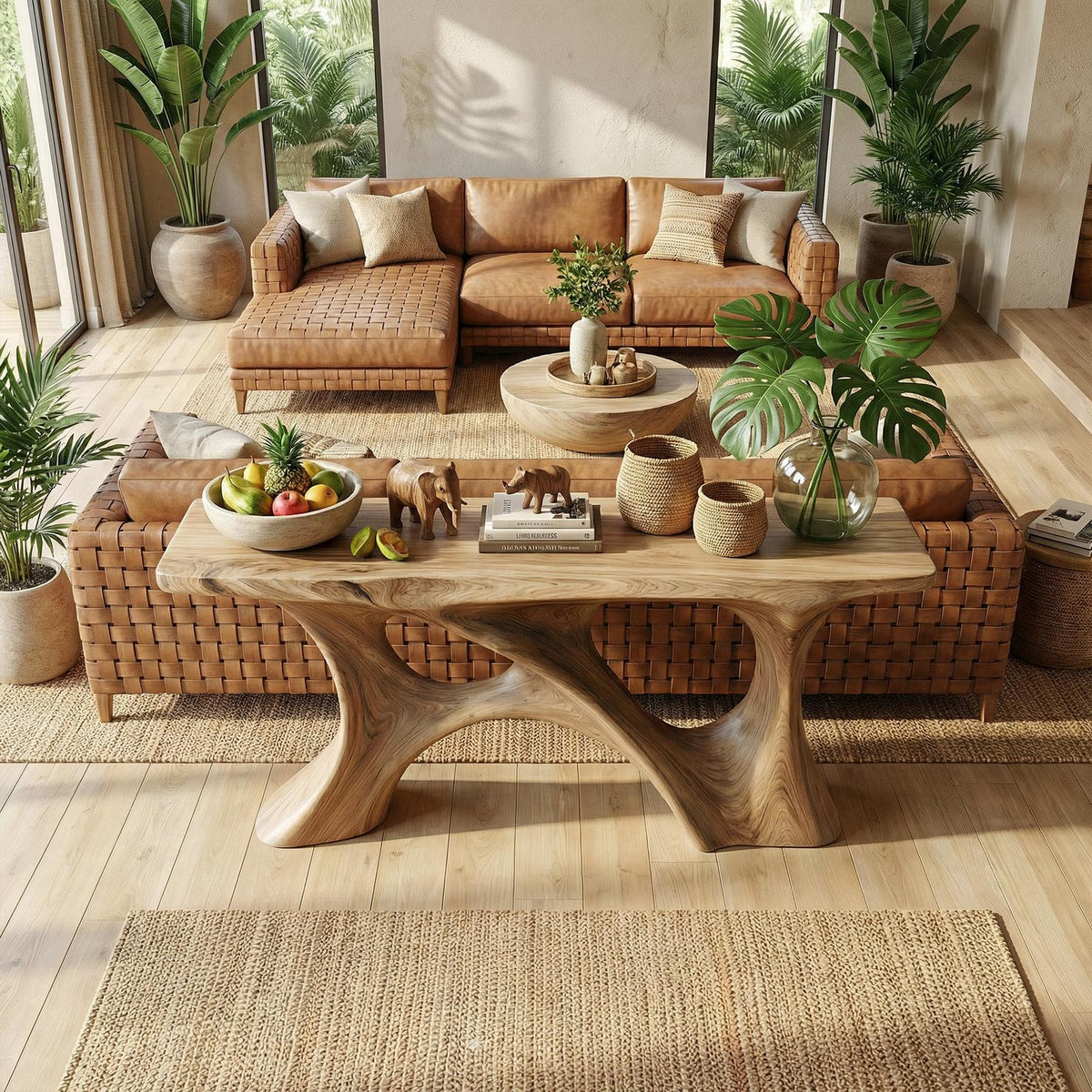 Organic Double Void Console Table Entryway Hallway Living Room