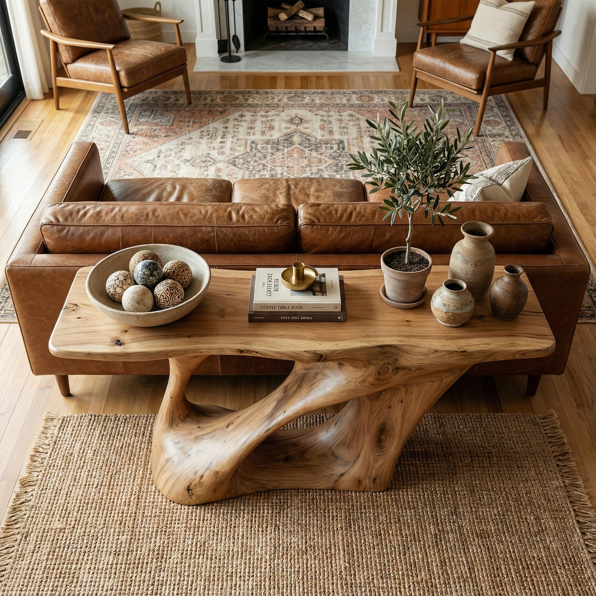 Organic Twisted Base Console Table Entryway Hallway Living Room