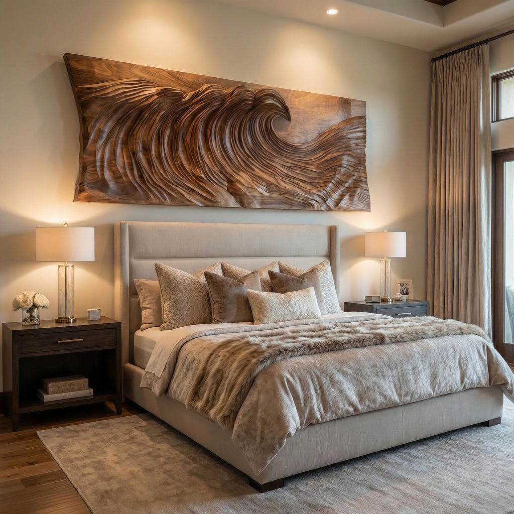 Modern Ocean Wave Wood Wall Art Living Room Wall Decor