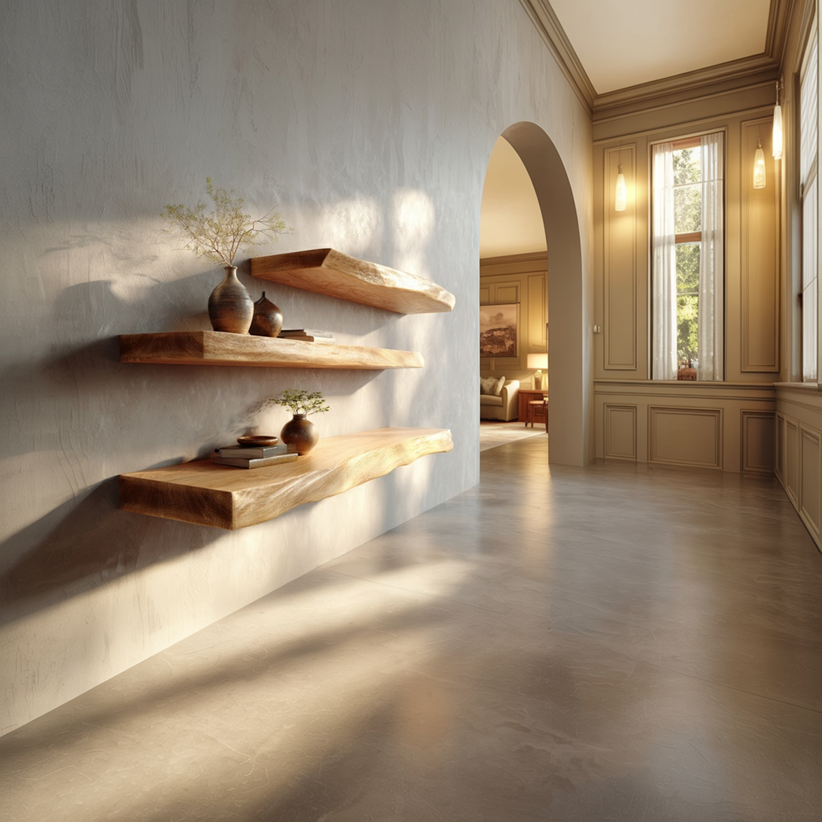Thick Edge Solid Wood Floating Shelves Natural Minimal Interior Decor
