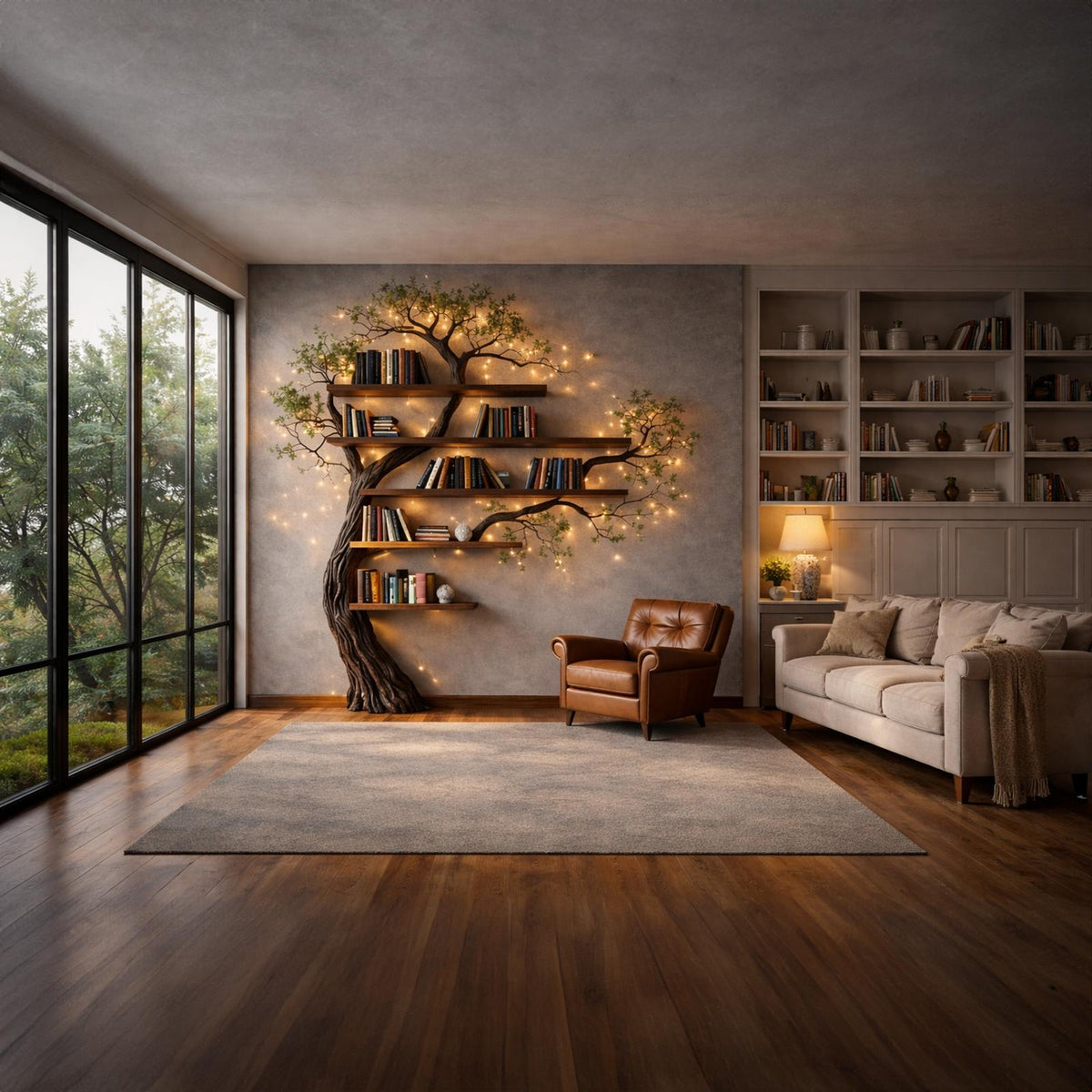 Organic Modern Wall Mounted Bookshelf For Living Room And Study