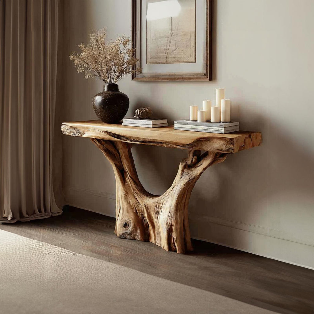 Rustic Solid Wood Console Table, Hallway & Entryway Accent Sofa Table, Model