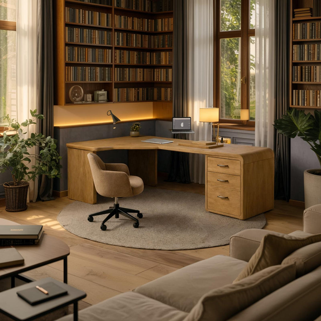Modern L Shape Wooden Desk Home Office Corner Workstation Study Table