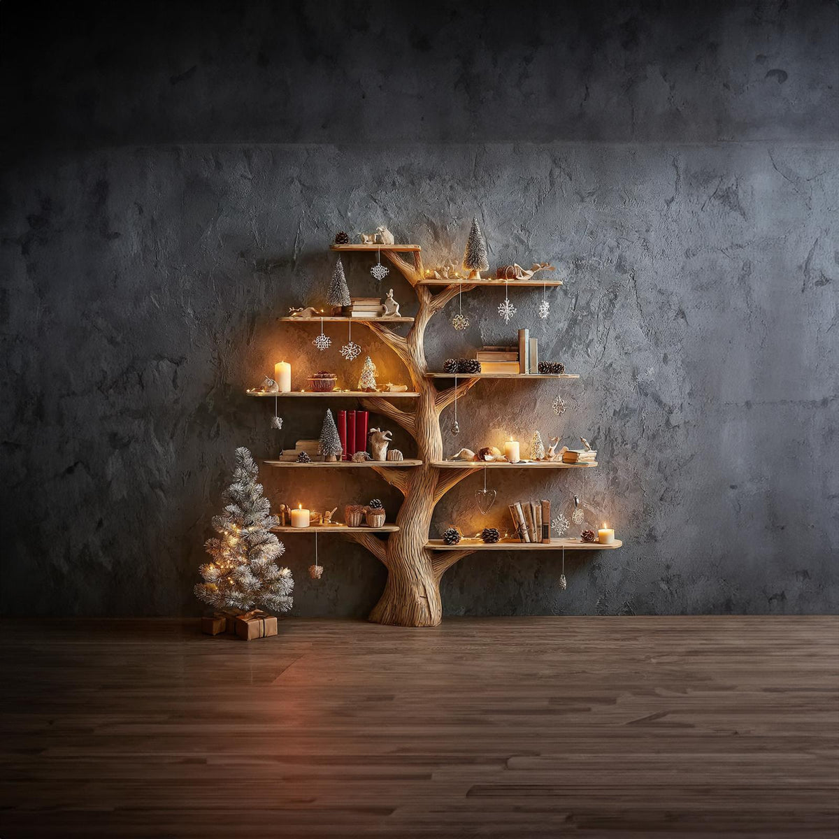 Mid Century Tree Bookshelf Seasonal Bedroom