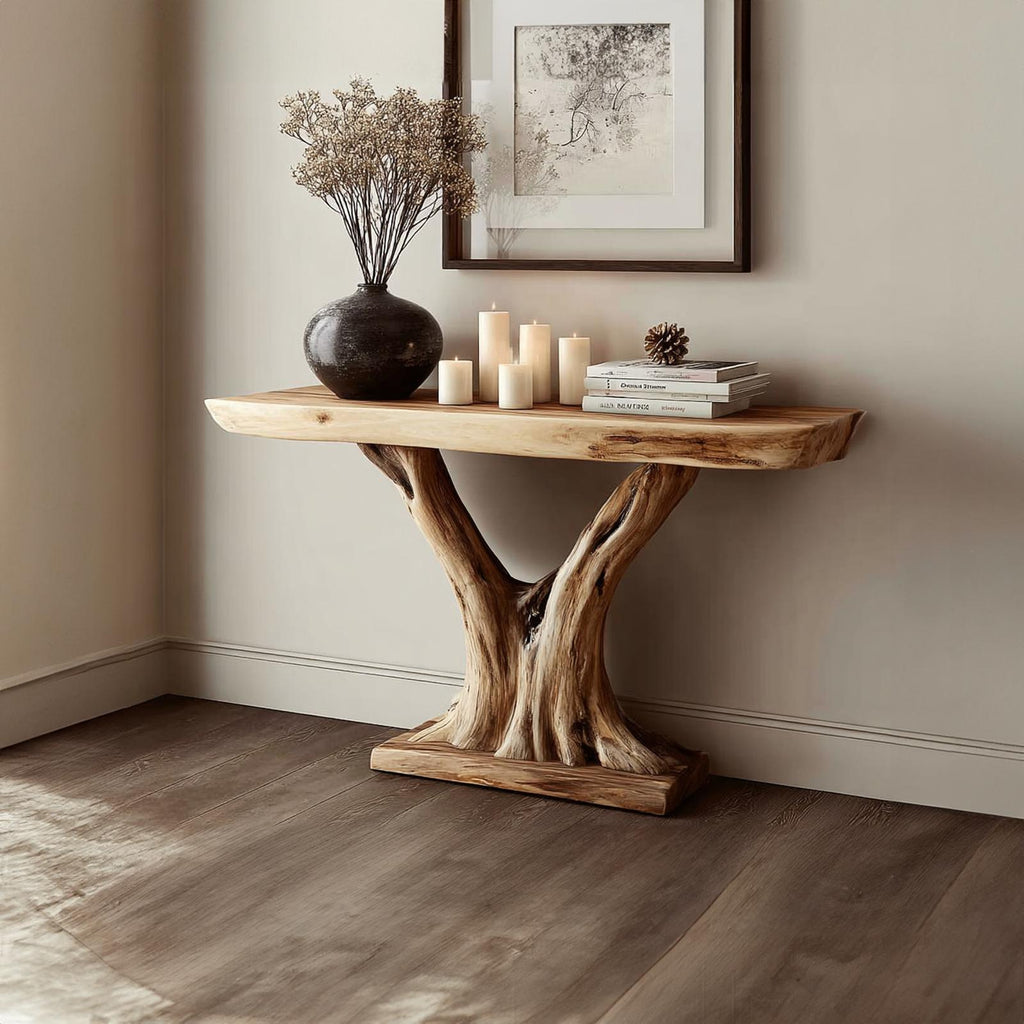 Rustic Solid Wood Console Table, Entryway & Living Room Accent Sofa Table, Model