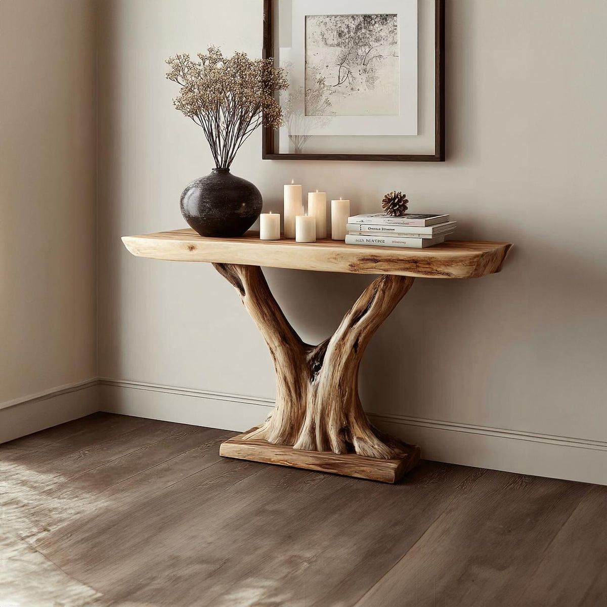 Rustic Solid Wood Console Table, Entryway & Living Room Accent Sofa Table, Model
