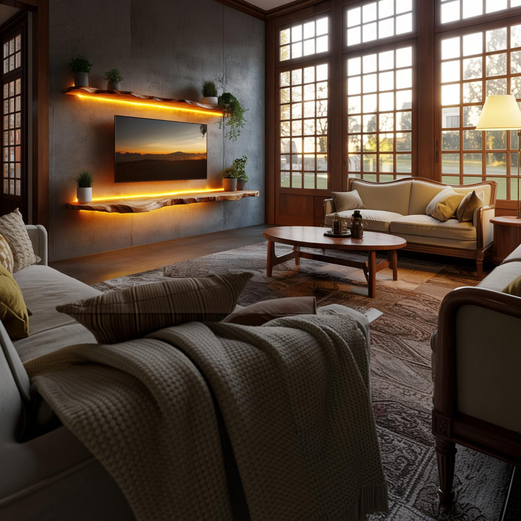 Live Edge Solid Wood TV Console For Living Room