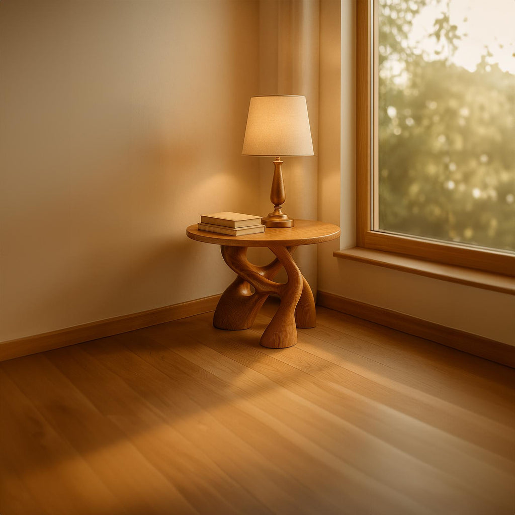 Free Standing Mid-Century End Table, Solid Wood Bedside Nightstand & Side Table for Bedroom & Living Room