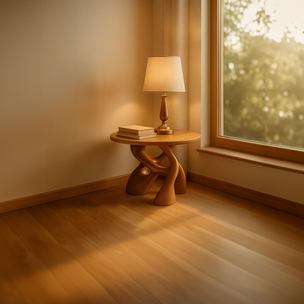 Free Standing Mid-Century End Table, Solid Wood Bedside Nightstand & Side Table for Bedroom & Living Room