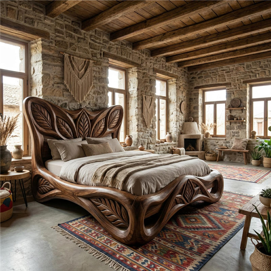 Rustic Handcrafted Style Bed Frame For Bedroom And Sleeping Space