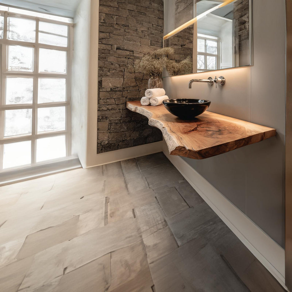 Rustic Shelf Natural Edge Vanity Bedroom