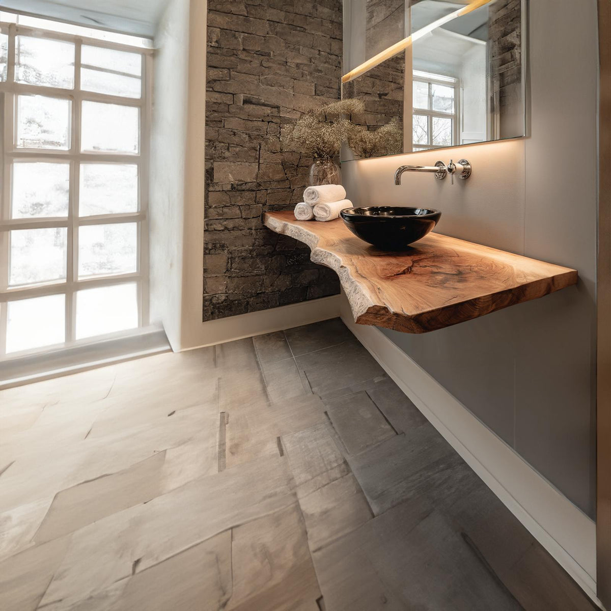 Rustic Shelf Natural Edge Vanity Bedroom
