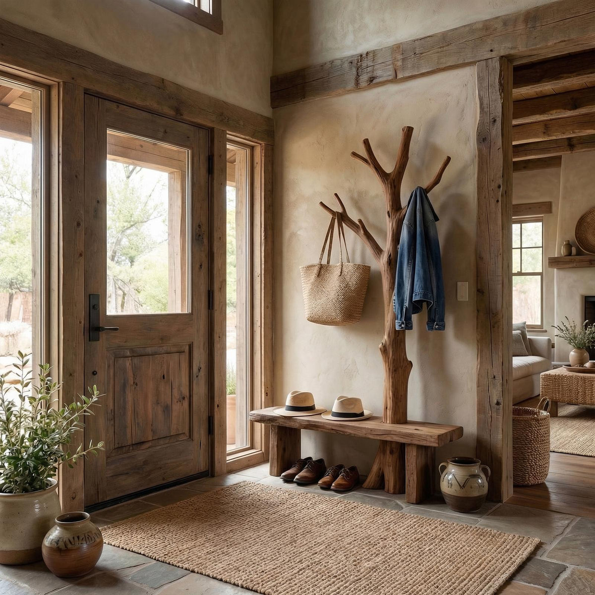 Rustic Tree Coat Rack Entryway And Hallway