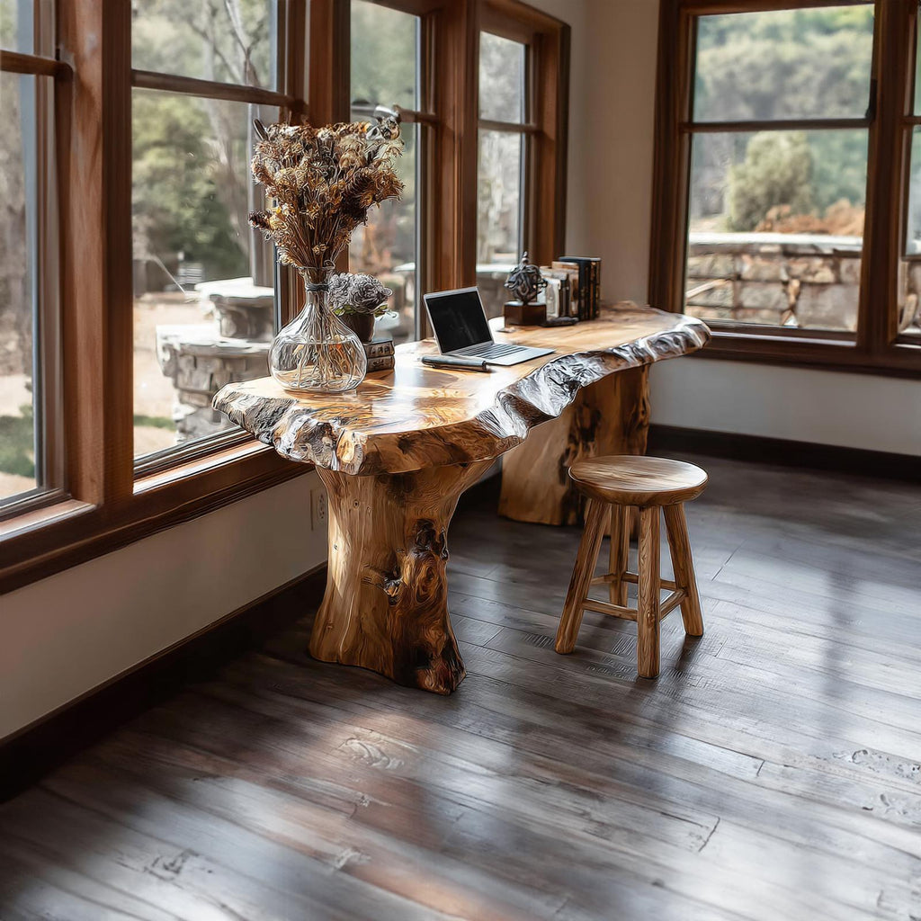 Rustic Live Edge Desk Living Room And Office Space