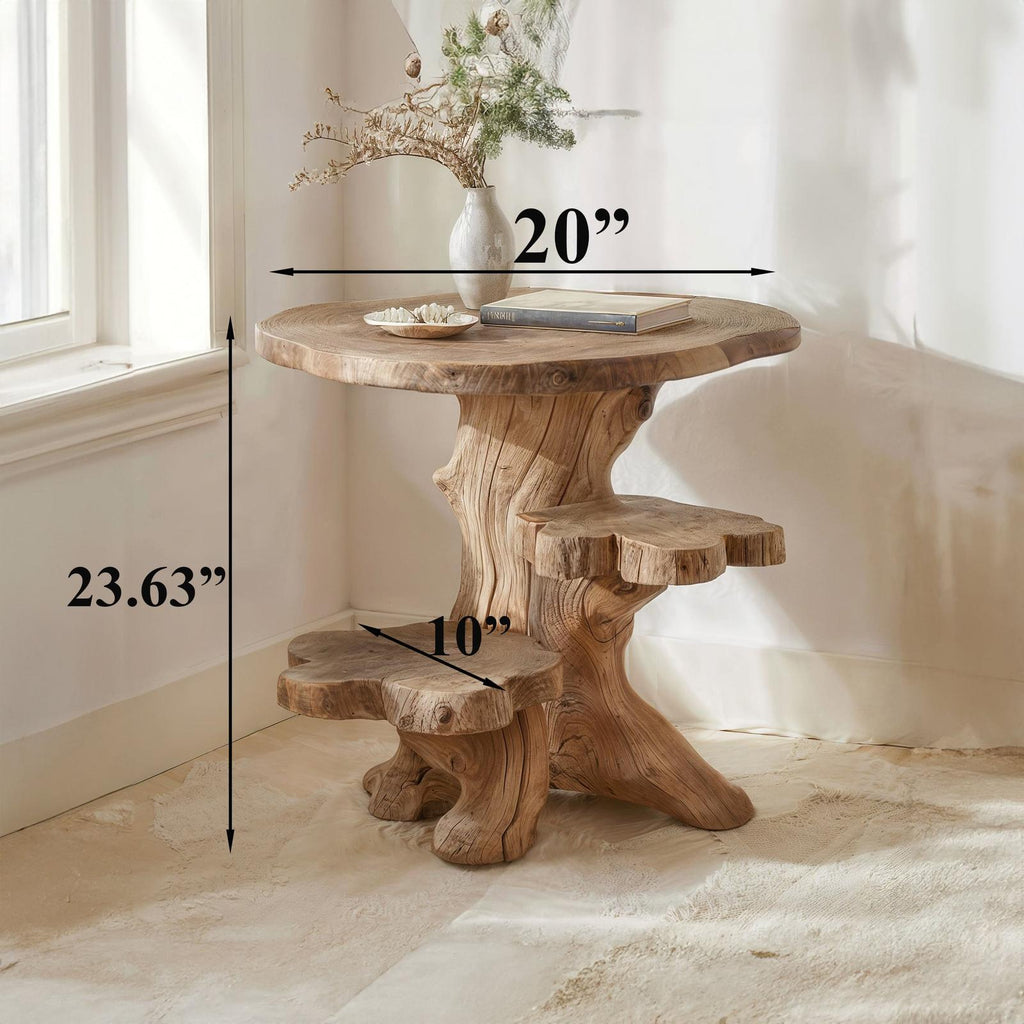 Spry Interior Solid Wood Coffee Table, Rustic Farmhouse Live Edge Central Accent Table Console for Living Room, SILDTCF013