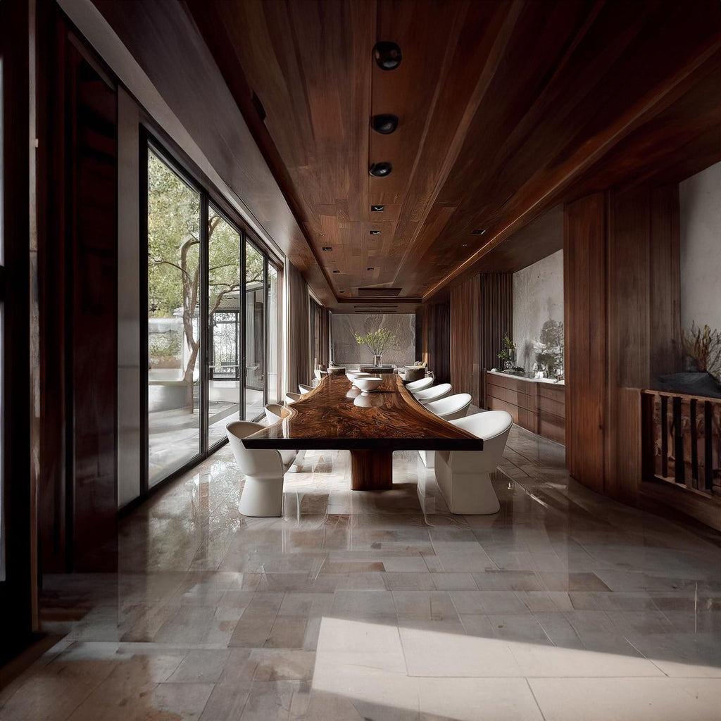 Rustic Solid Wood Slab Dining Table Dining Room