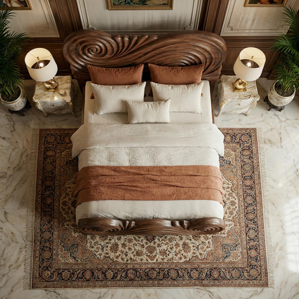 Rustic Curved Silhouette Bed Frame For Bedroom And Home Interior