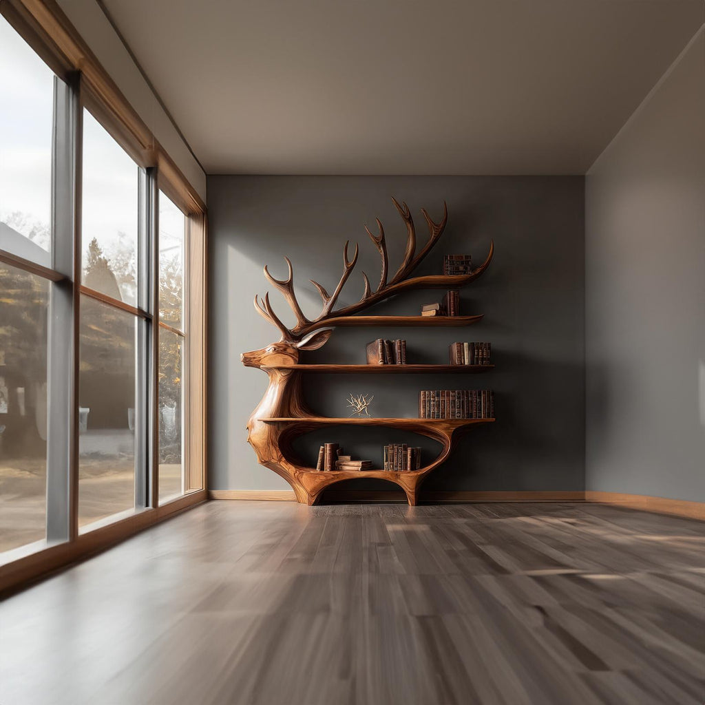 Rustic Deer Shaped Display Shelf Entryway Or Living Room SINLKISC100