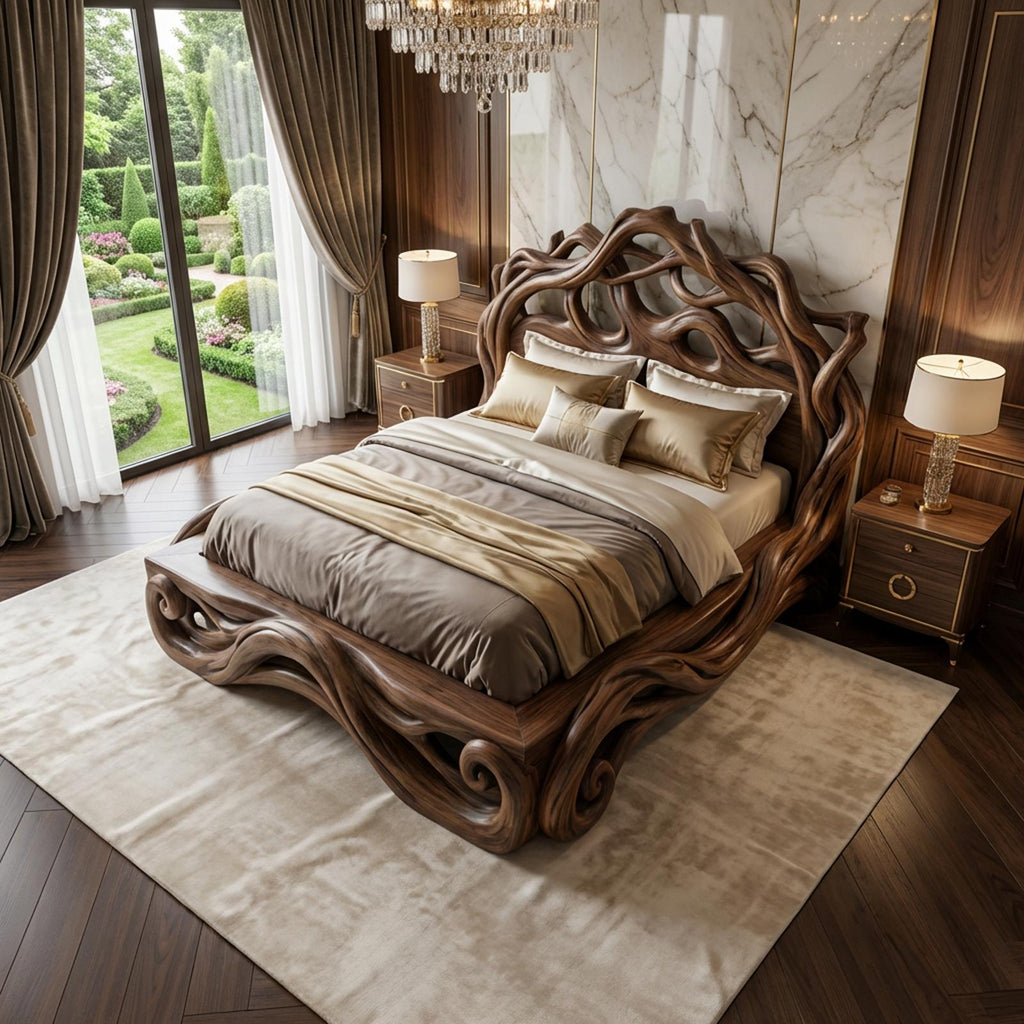 Rustic Platform Style Bed For Bedroom Or Private Room