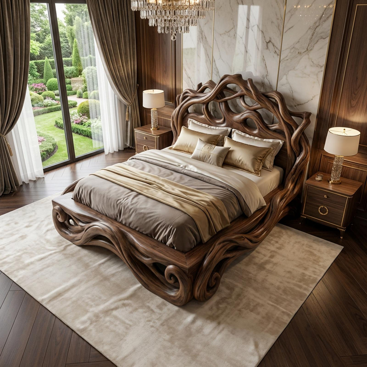 Rustic Platform Style Bed For Bedroom Or Private Room