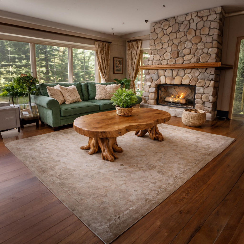 Spry Interior Rustic Root Wood Style Solid Wood Coffee Table, Handcrafted Unique Accent Center Table for Living Rooms, SINLKICF309
